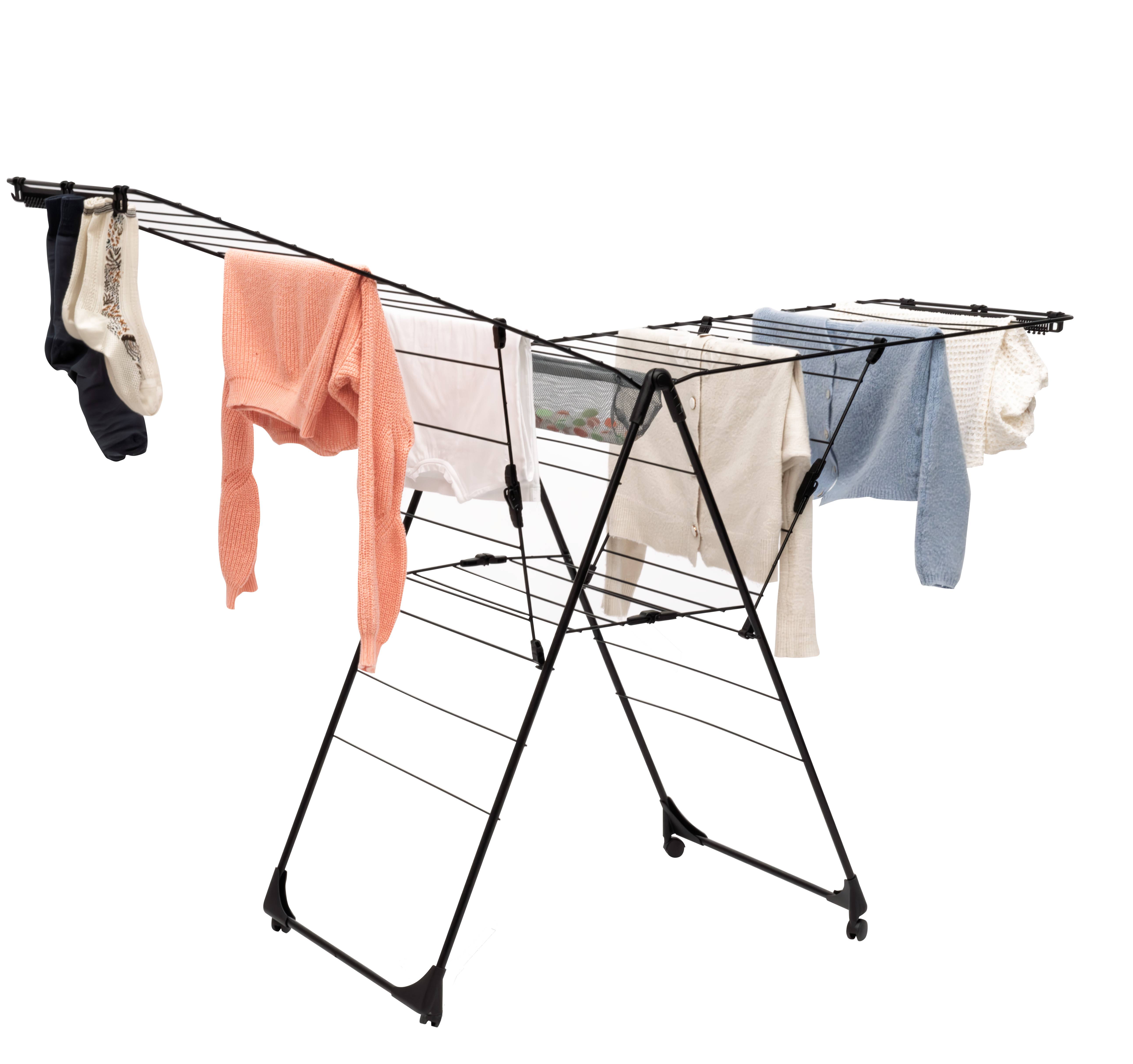 Séchoir linge modèle T Easy Open avec roues et pinces - PRACTO HOME - Image 1