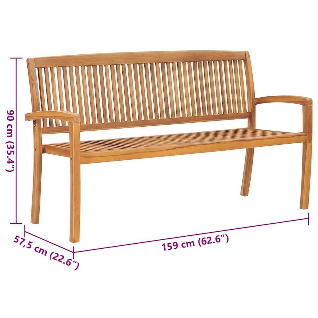 PANGIVO - Banc de jardin bois de teck crème 159 x 57.5 x 90 cm - PANGIVO - Image 8