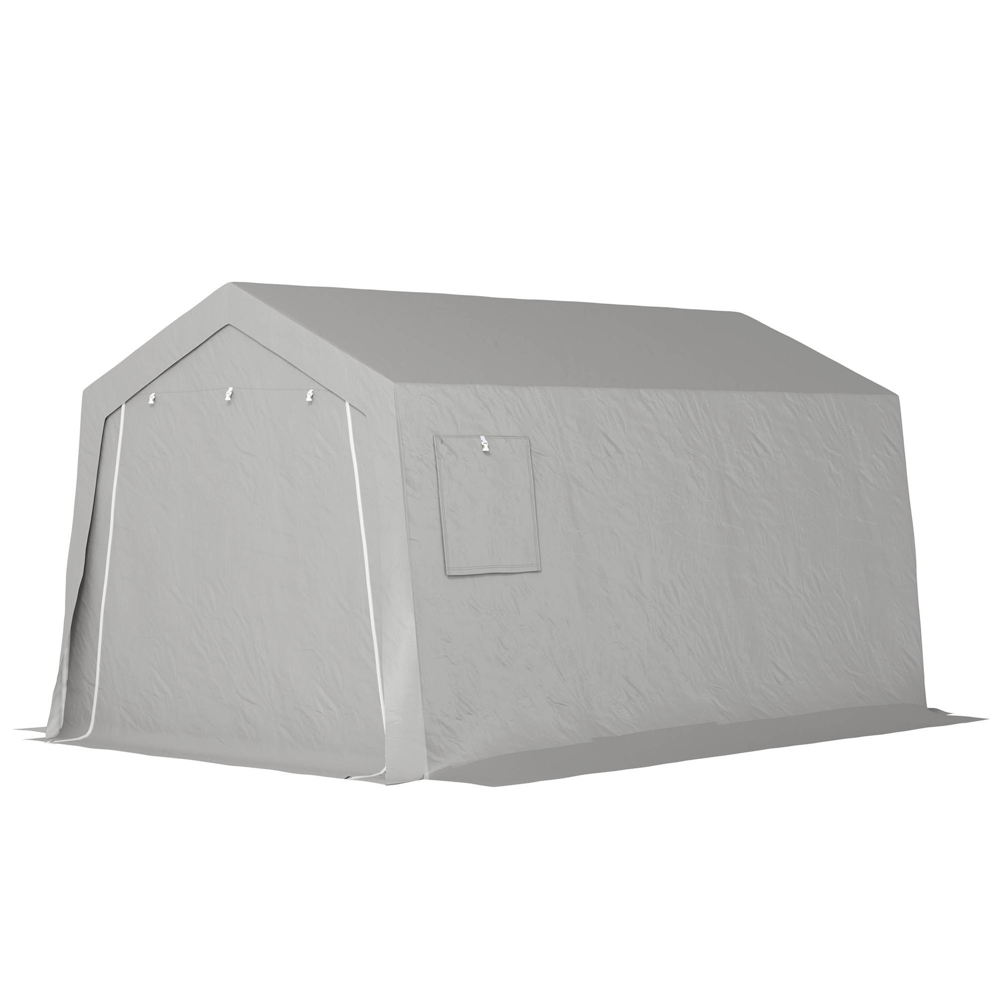 Abri de jardin étanche toit pente portes fenêtres 300x447x255 cm gris clair, abri extérieur rangement pratique - Image 2