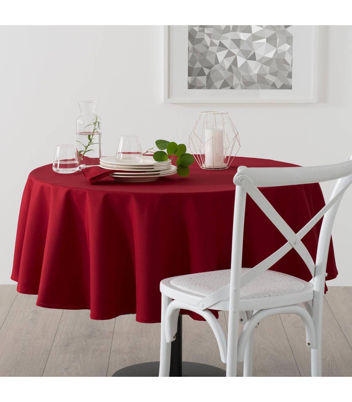 Nappe ronde anti-tache Rouge D 180 cm - Image 3