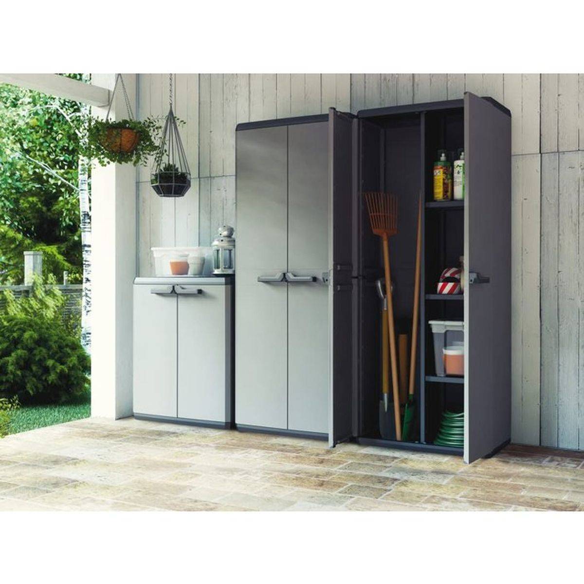 Keter - Armoire de rangement utilitaire Più avec 3 tablettes réglables, portes verrouillables - 68 x 39 x 166 cm - Keter - Image 4