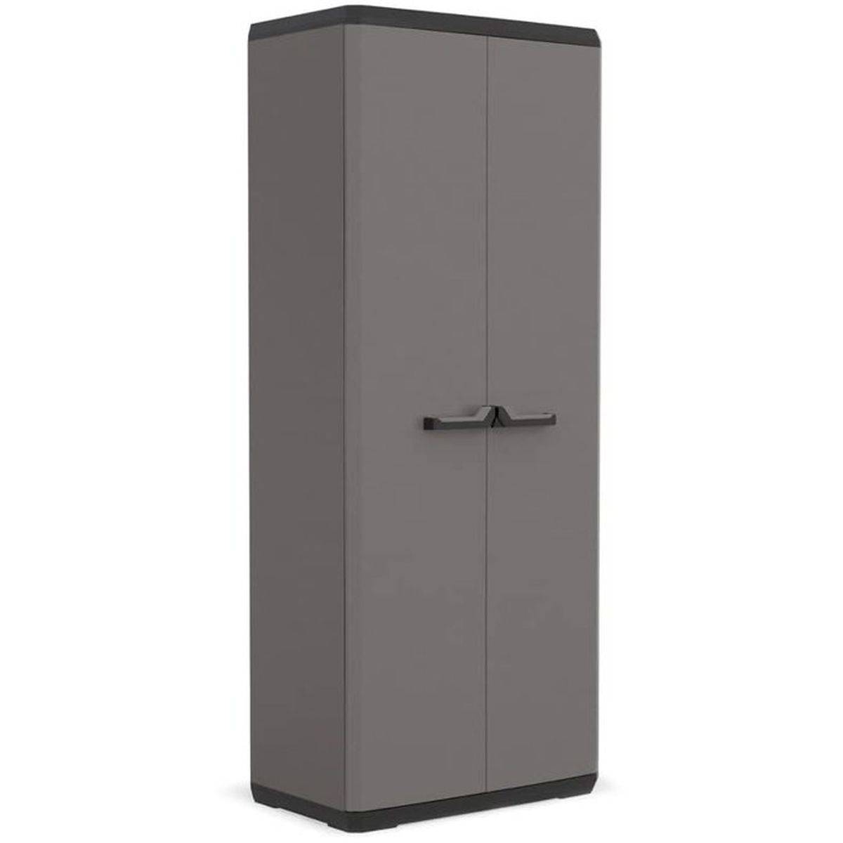 Keter - Armoire de rangement utilitaire Più avec 3 tablettes réglables, portes verrouillables - 68 x 39 x 166 cm - Keter
