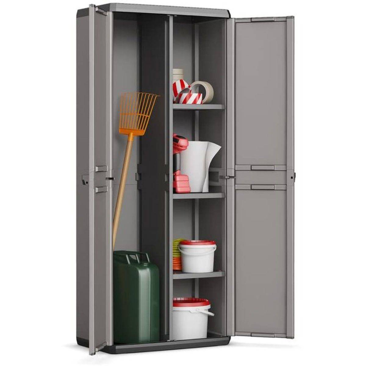 Keter - Armoire de rangement utilitaire Più avec 3 tablettes réglables, portes verrouillables - 68 x 39 x 166 cm - Keter - Image 3