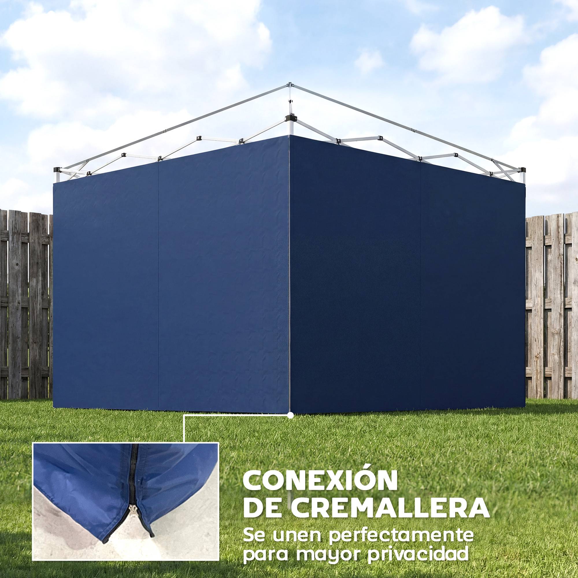 3 parois laterales pour tentes 3x3 m, 300x200 cm, parois de rechange en toile Oxford avec fermeture, bleu - Image 8