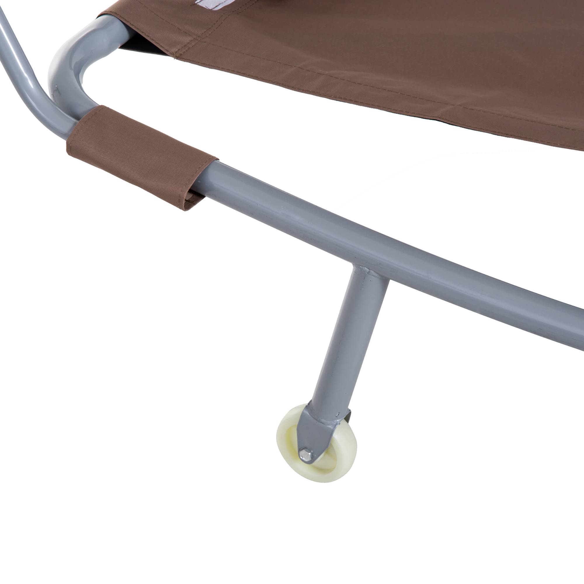 Outsunny - Bain de soleil 2 places lit de jardin design contemporain toit réglable 2 roulettes 2 oreillers acier époxy polyester marron - Outsunny - Image 8