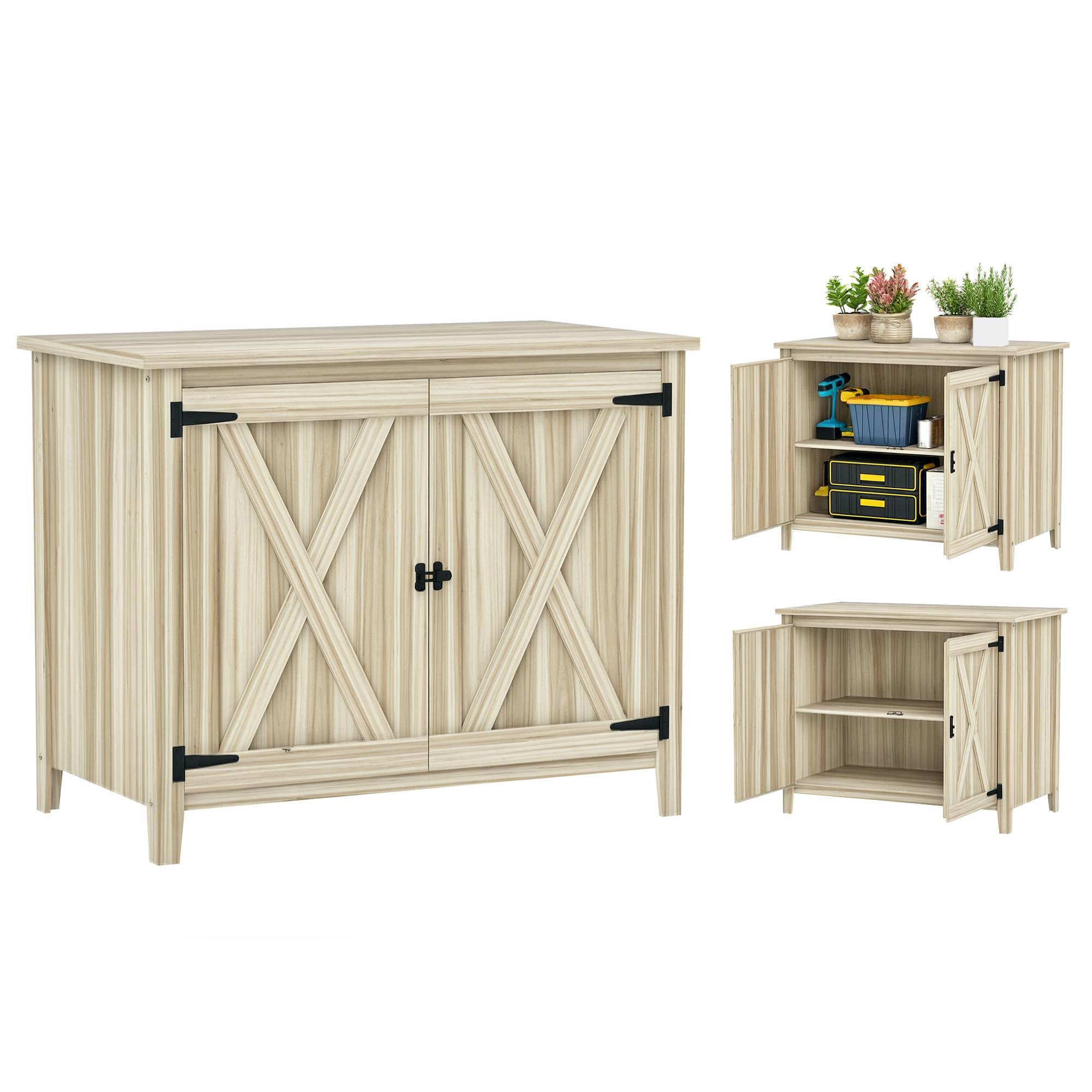 Armoire de jardin bois extérieur plateau rempotage étagère 110x60x88,5cm - ComfortXL Outdoor Living - Image 1