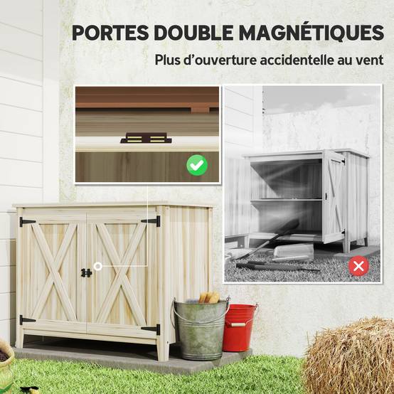 Armoire de jardin bois extérieur plateau rempotage étagère 110x60x88,5cm - ComfortXL Outdoor Living - Image 8