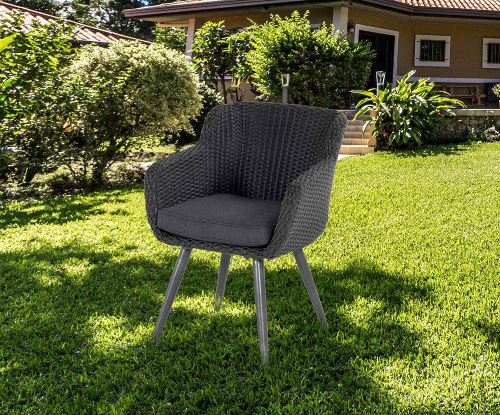 Châlet-Jardin - Chaise-fauteuil Amadora en résine tressée - pieds en aluminium - Anthracite Chalet & Jardin - Image 4
