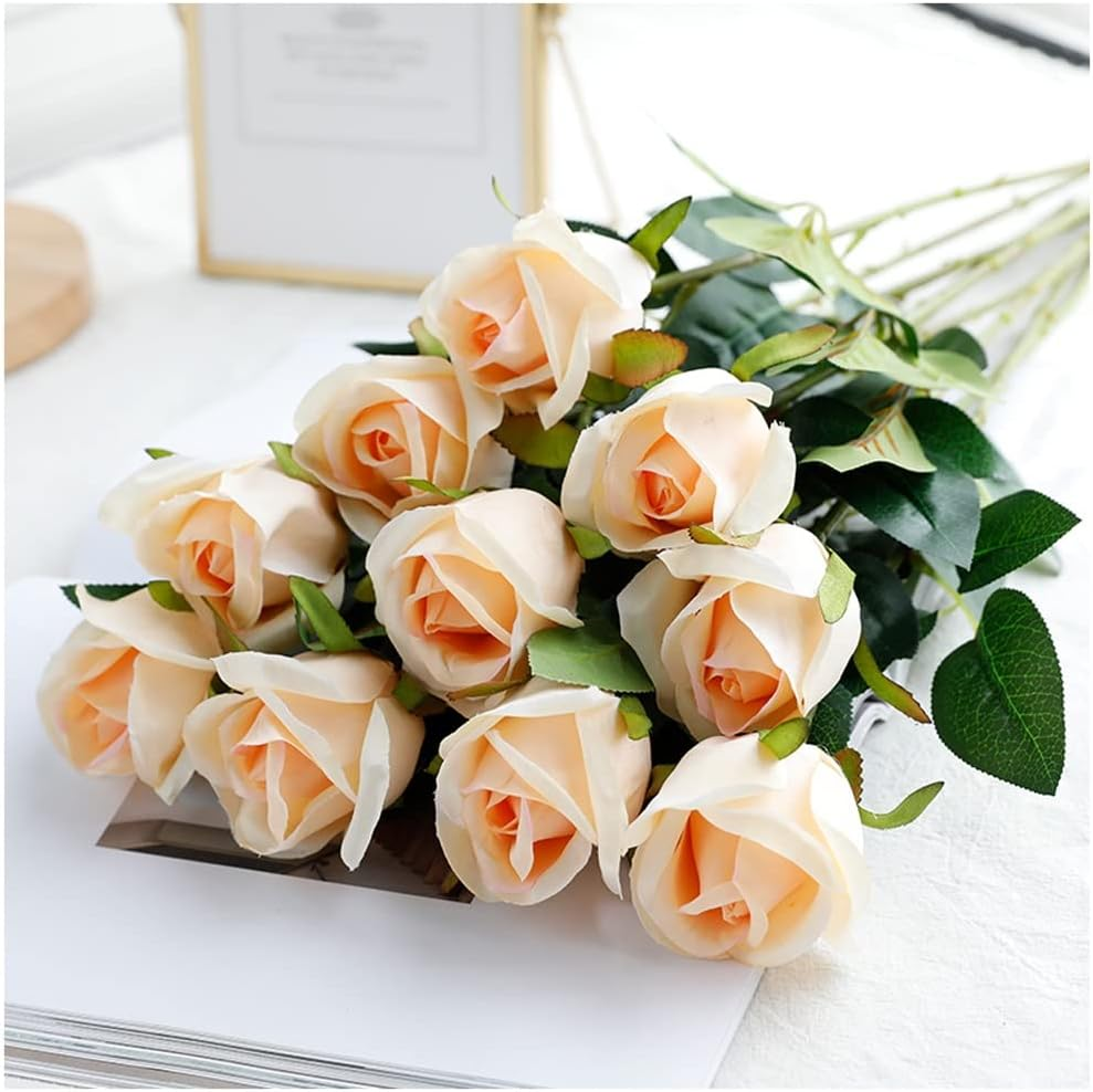 Roses Artificielles Champagne - Lot de 2 - Décoration Élégante pour Mariage et Intérieur - Lytech - Image 4