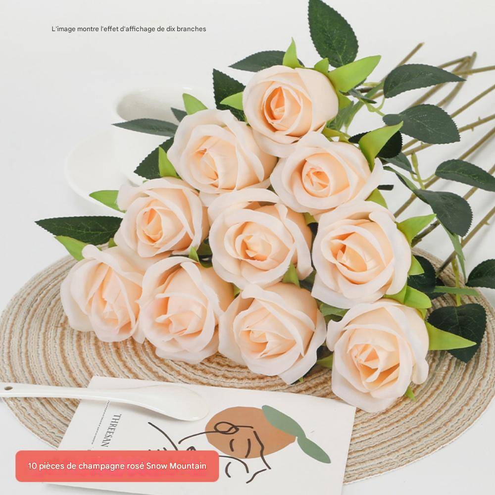 Roses Artificielles Champagne - Lot de 2 - Décoration Élégante pour Mariage et Intérieur - Lytech - Image 3