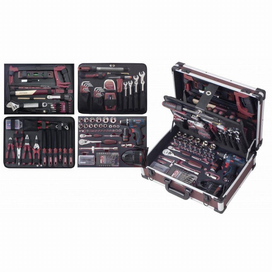 Coffret d'outils Pro-Line KRAFTWERK 264 pièces + perceuse visseuse BOSCH 1/4' 1/2' - 3949 - Image 1