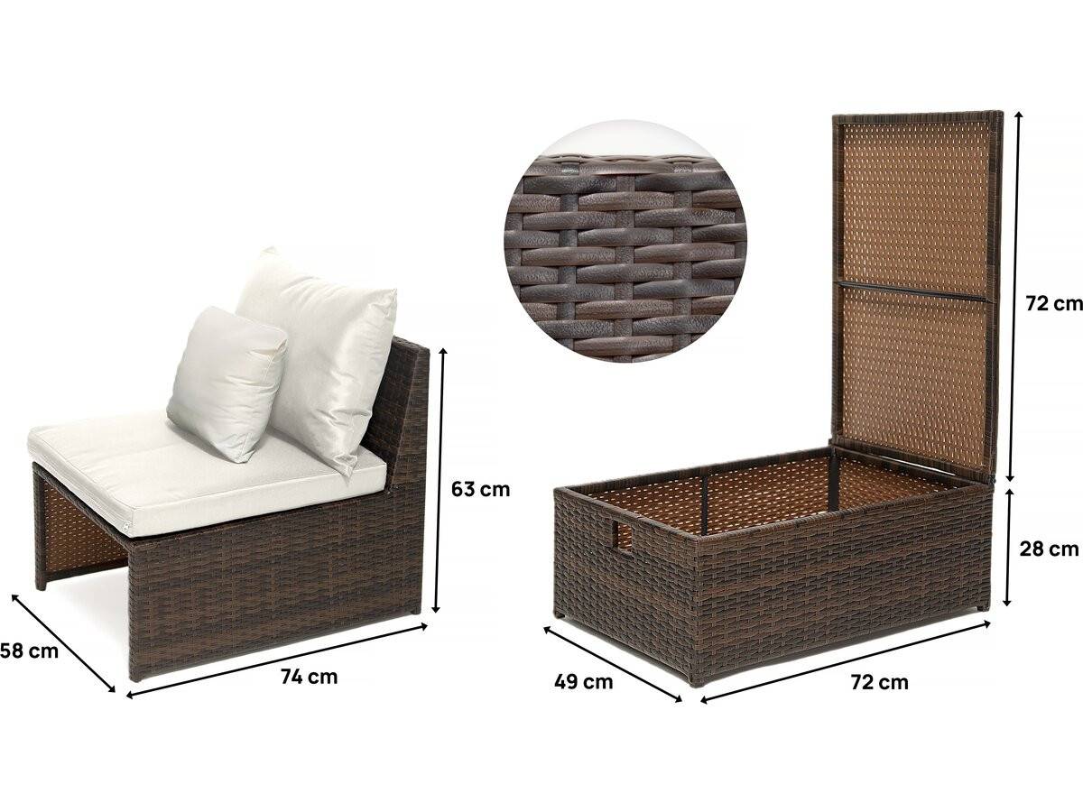 Lot De 2 Fauteuils De Jardin Avec Repose Pieds Et Coffre "farel"- Beige/marron -habitat Et Jardin - Image 3