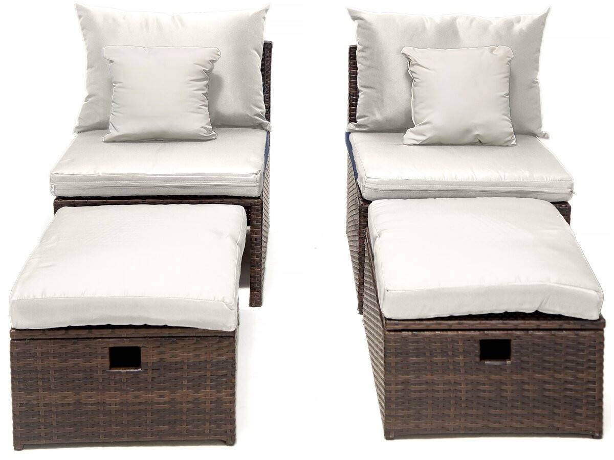 Lot De 2 Fauteuils De Jardin Avec Repose Pieds Et Coffre "farel"- Beige/marron -habitat Et Jardin - Image 4