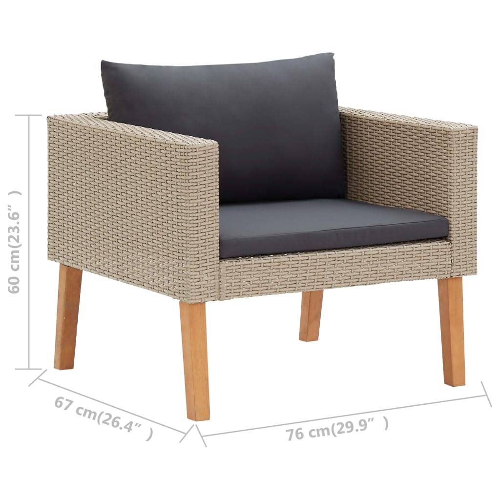 Vidaxl - Salon de jardin 3 pcs avec coussins Résine tressée Beige vidaXL 310217 - Image 3