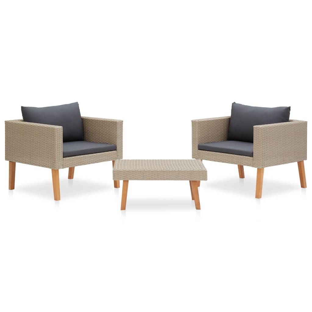 Vidaxl - Salon de jardin 3 pcs avec coussins Résine tressée Beige vidaXL 310217 - Image 1