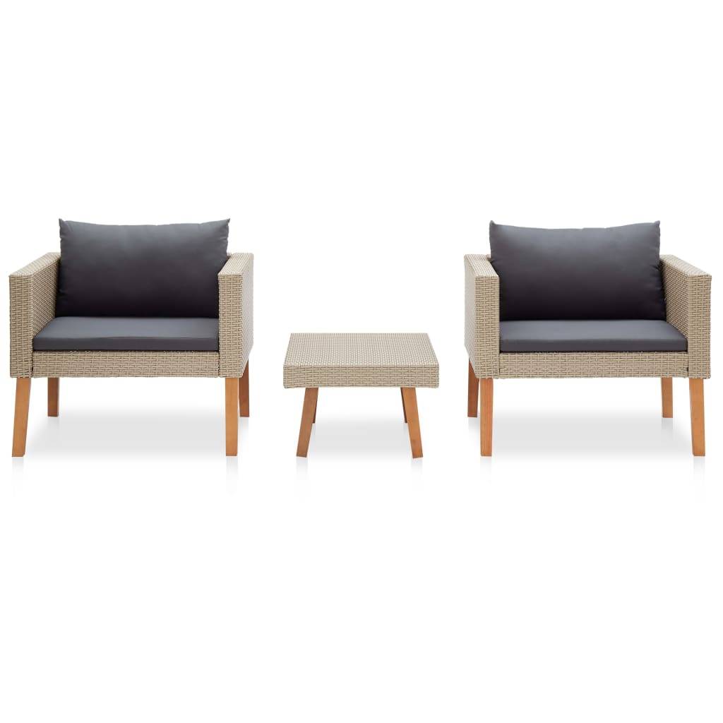 Vidaxl - Salon de jardin 3 pcs avec coussins Résine tressée Beige vidaXL 310217 - Image 2