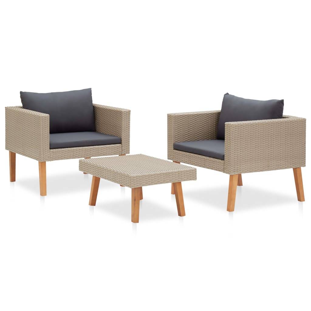 Vidaxl - Salon de jardin 3 pcs avec coussins Résine tressée Beige vidaXL 310217 - Image 8