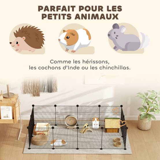 Enclos pour animaux acier noir 140 x 70 x 35 cm - PANGIVO - Image 7