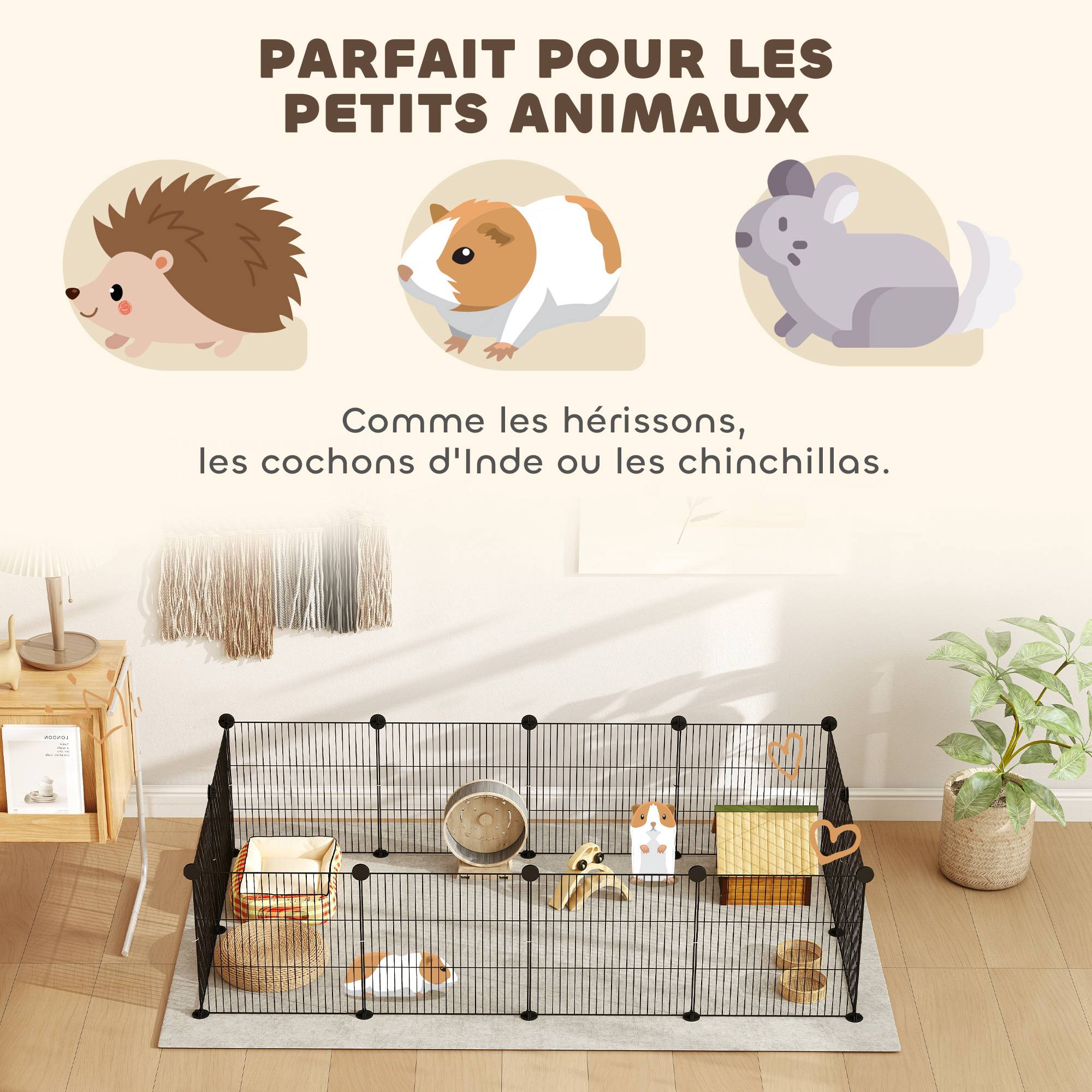 Enclos pour animaux acier noir 140 x 70 x 35 cm - PANGIVO - Image 7