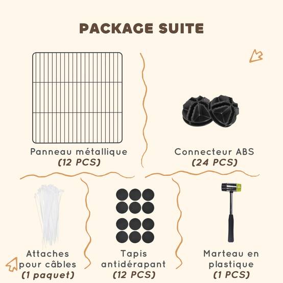 Enclos pour animaux acier noir 140 x 70 x 35 cm - PANGIVO - Image 9