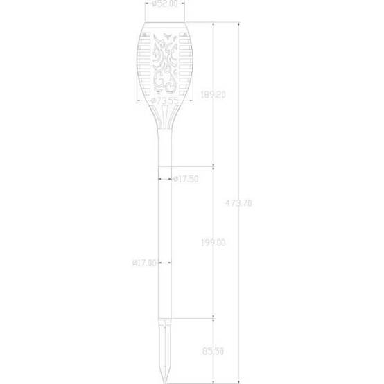 Torche solaire en résine 12 LED ambrée vacillantes Ø 7,3cm H47cm - GALIX - Image 3