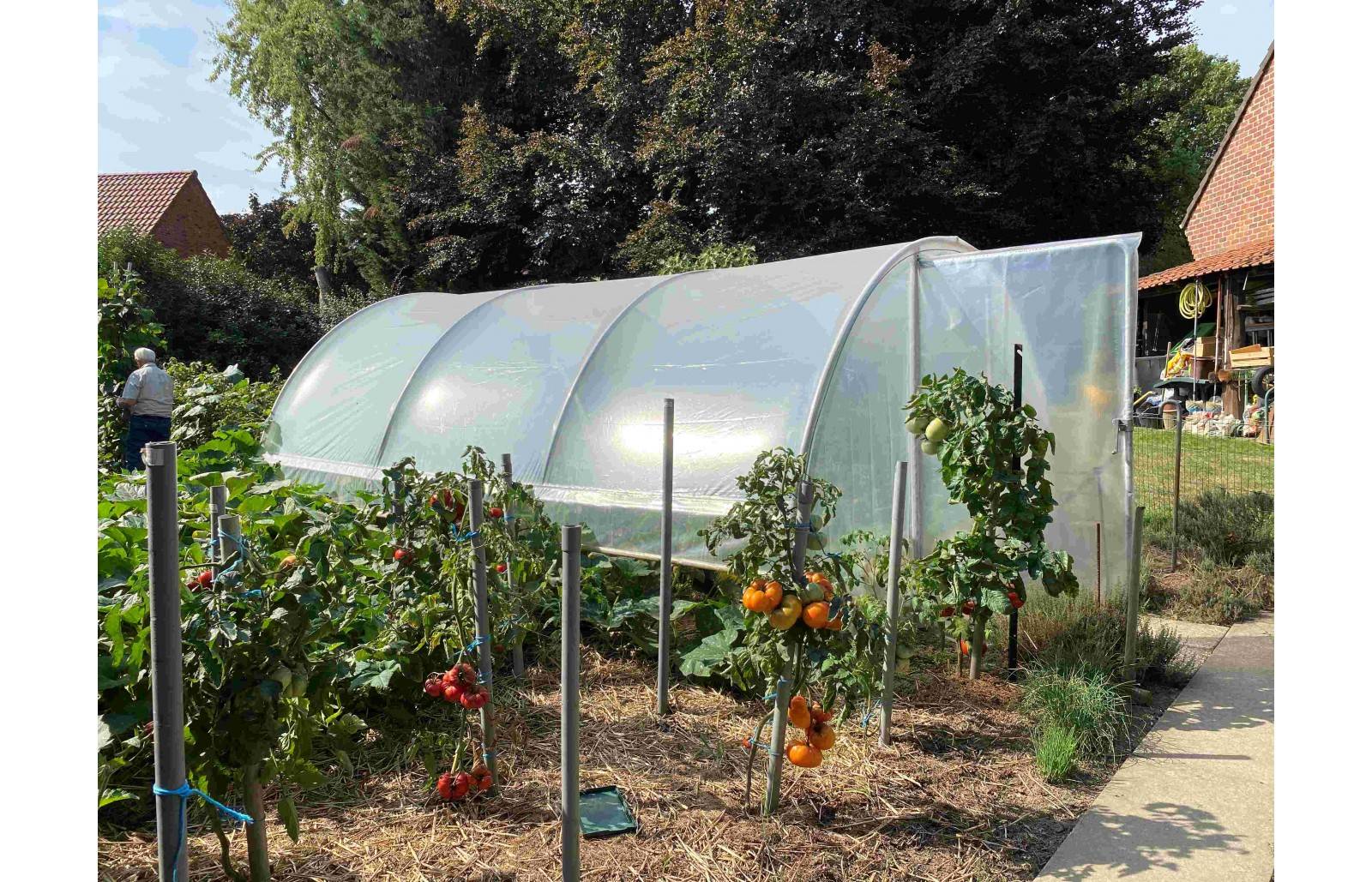 Serre tunnel de jardin - 16m² -  3,7 x 4,5 m - pieds arrondis - polyéthylène haute densité - aérations latérales - LES SERRES TONNEAU - Image 3