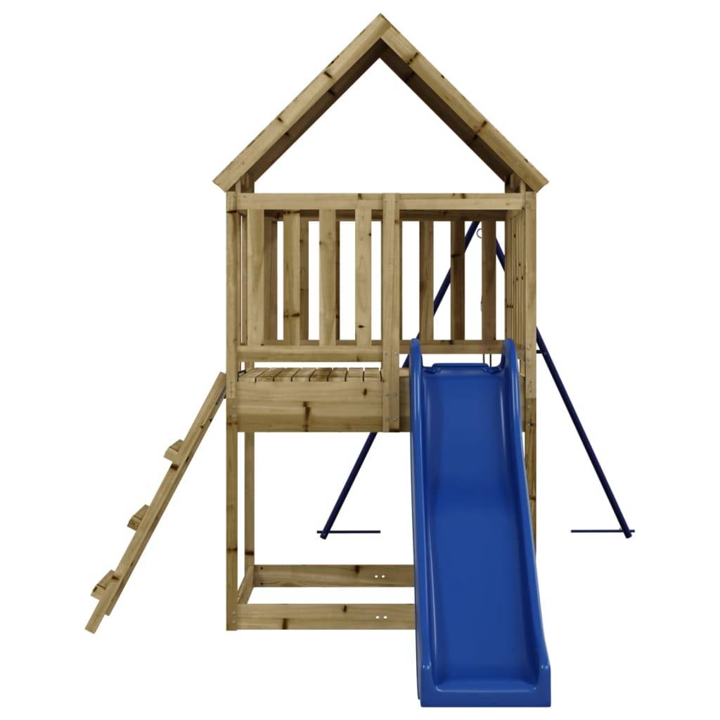 Helloshop26 - Aire de jeux d'extérieur balançoires toboggan portiques robuste jeux jardin 494 x 235 x 228 cm bois de pin imprégné - Image 4