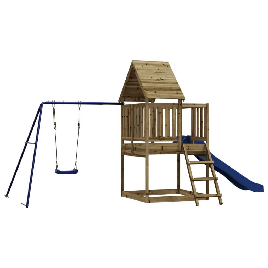 Helloshop26 - Aire de jeux d'extérieur balançoires toboggan portiques robuste jeux jardin 494 x 235 x 228 cm bois de pin imprégné - Image 1