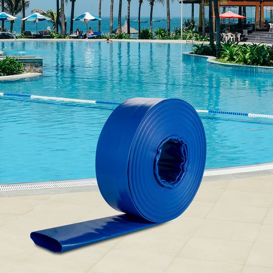 VEVOR Tuyau décharge 38mm x 32m, PVC tissu, colliers, piscine, transfert eau, résistant, bleu. - Image 8