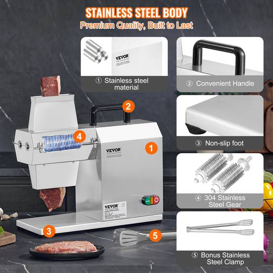 VEVOR Attendrisseur de Viande Commerciale Électrique en Inox 450 W avec 54 Lames - Image 6