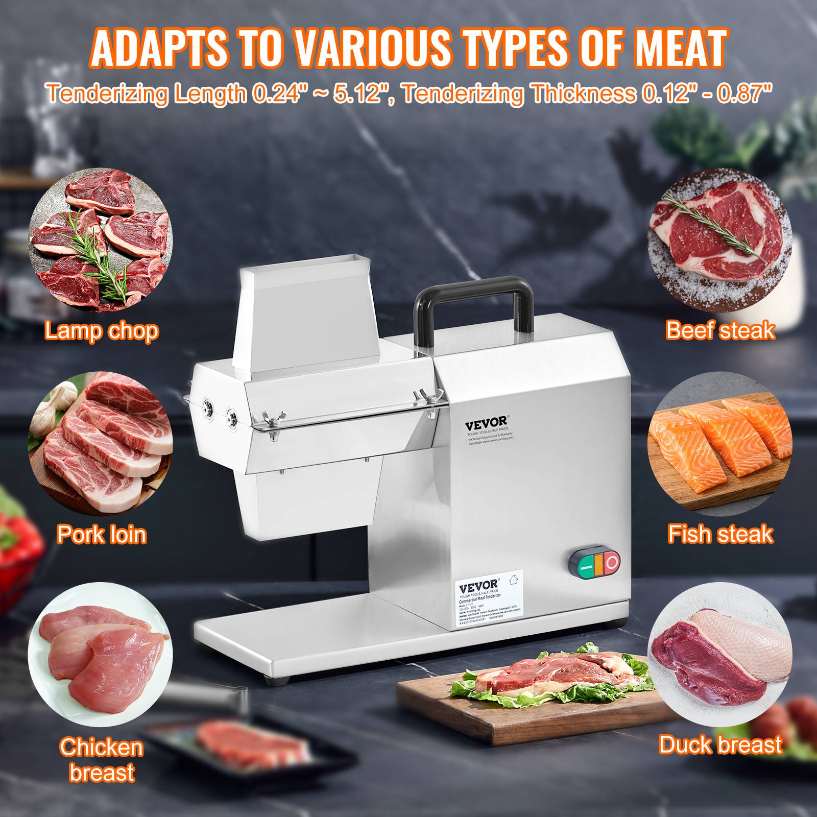 VEVOR Attendrisseur de Viande Commerciale Électrique en Inox 450 W avec 54 Lames - Image 4
