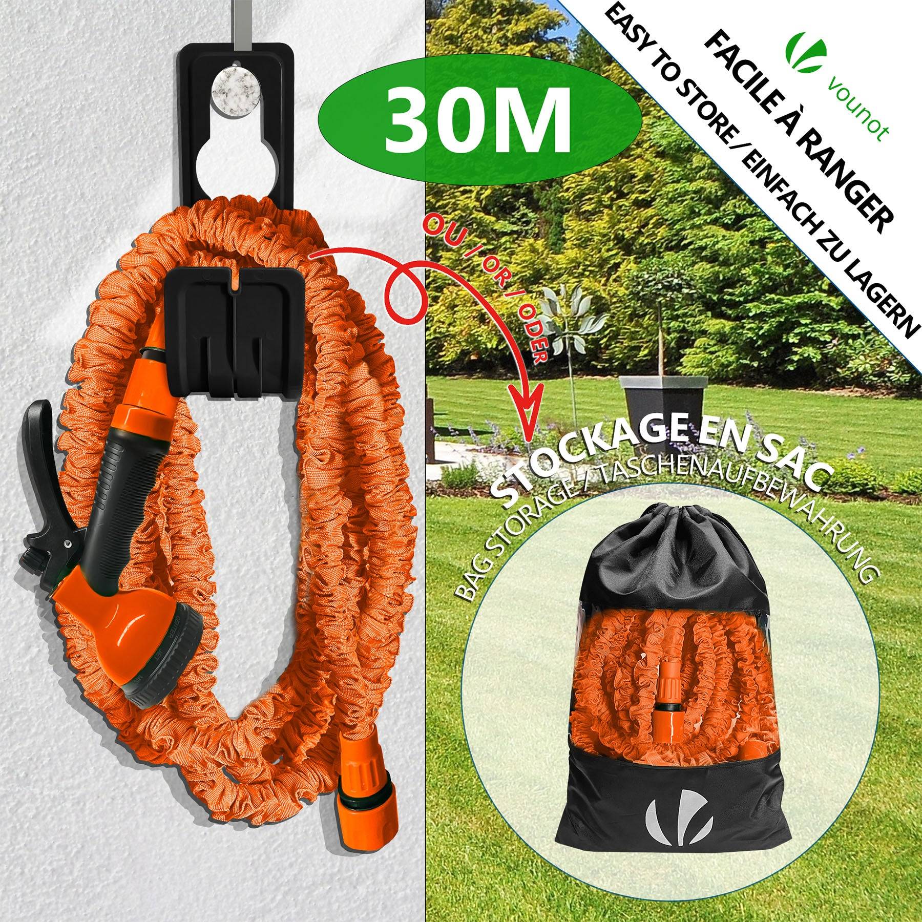 Tuyau d’Arrosage Extensible 30m avec Accessoires orange - Image 5