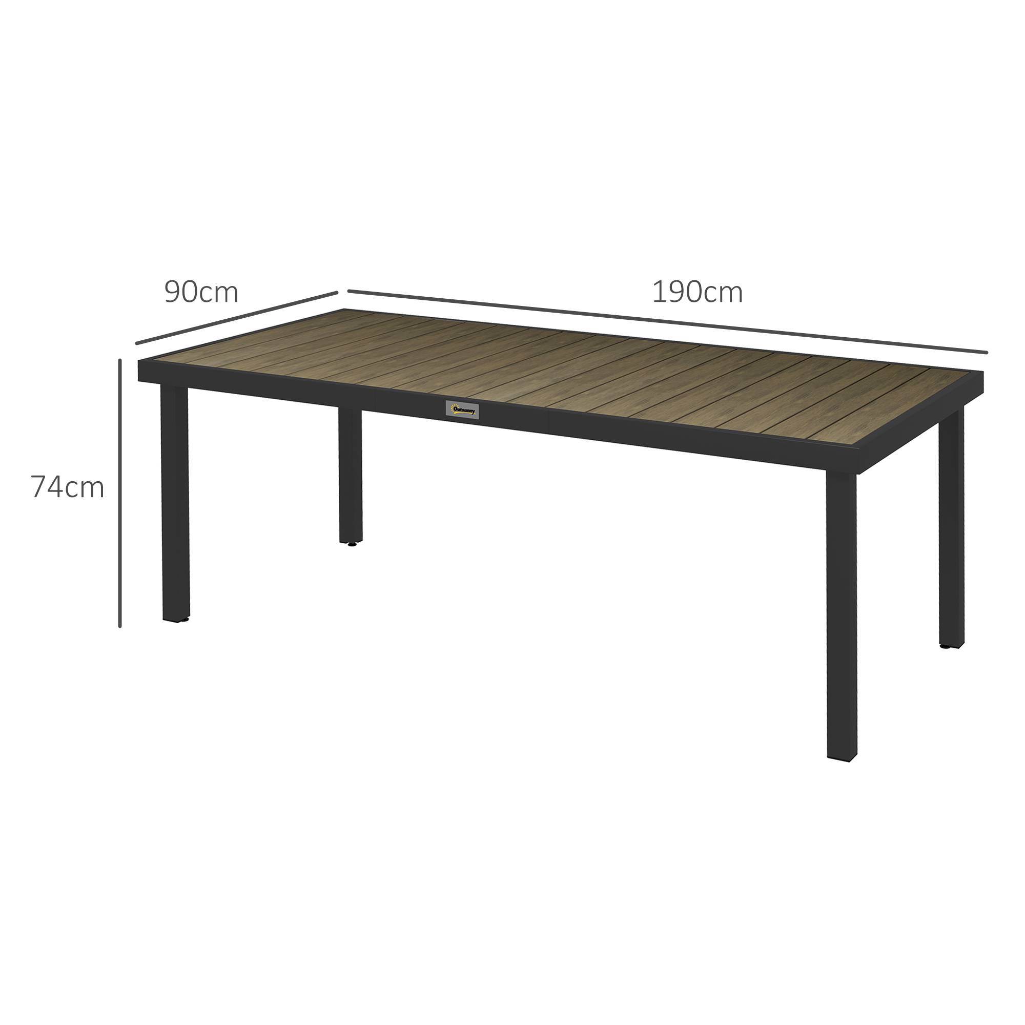 Table de jardin rectangulaire pour 8 personnes en aluminium table de salle à manger extétieur plateau PE à lattes - Image 5