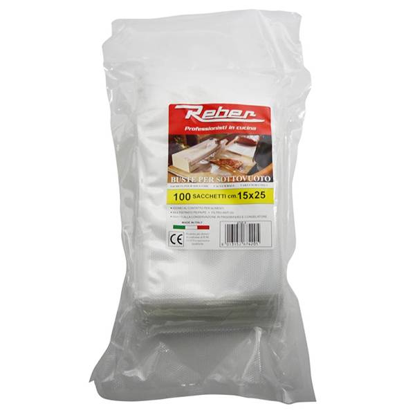 Reber - Lot de 100 sacs 15x25 pour appareil à emballage sous vide 9701n et 9700n 6745N Reber