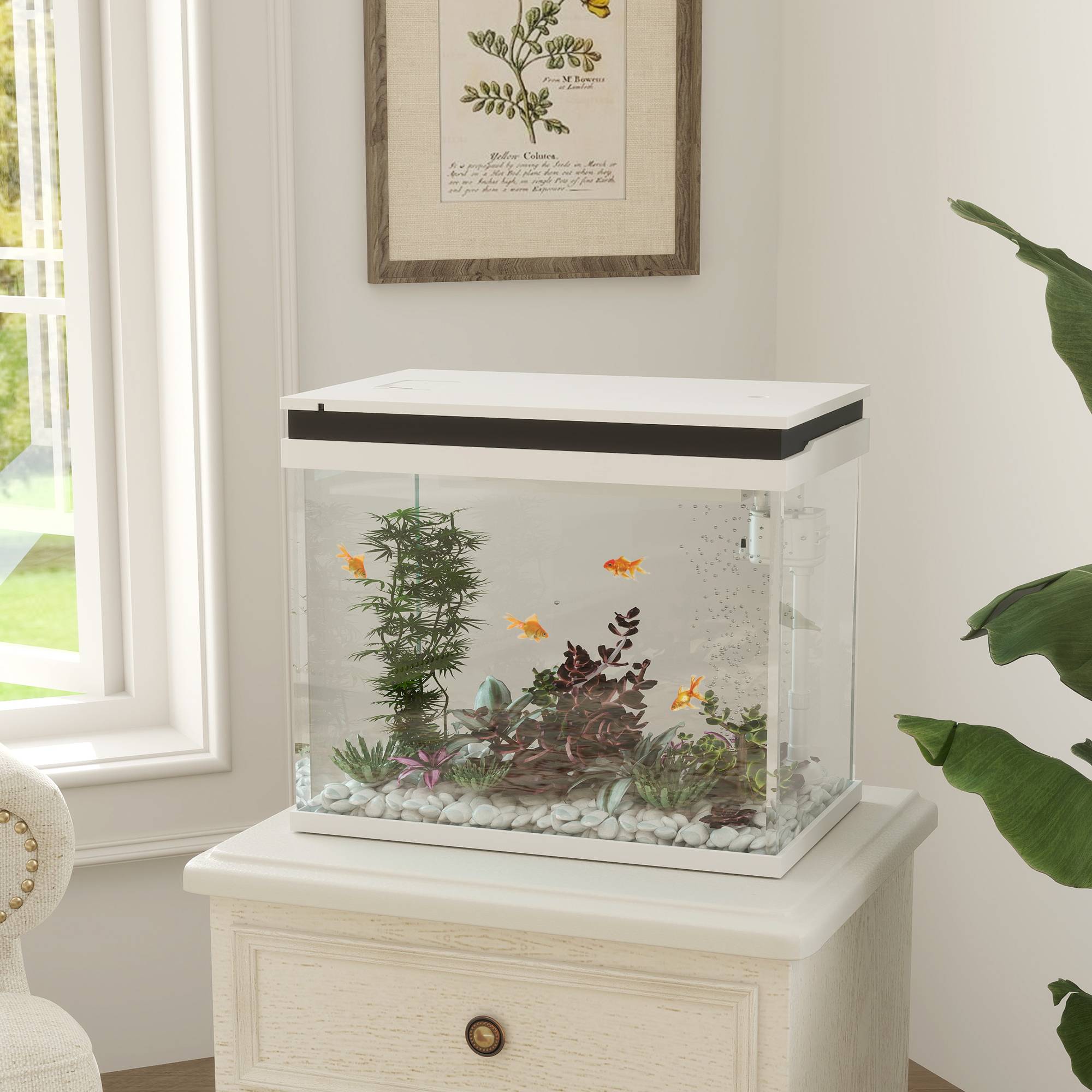 ComfortXL - Aquarium 41L en verre pour poissons avec filtre pompe et éclairage LED 48x30x41cm blanc - ComfortXL Outdoor Living - Image 1