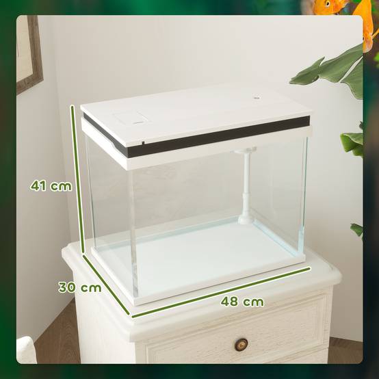 ComfortXL - Aquarium 41L en verre pour poissons avec filtre pompe et éclairage LED 48x30x41cm blanc - ComfortXL Outdoor Living - Image 3