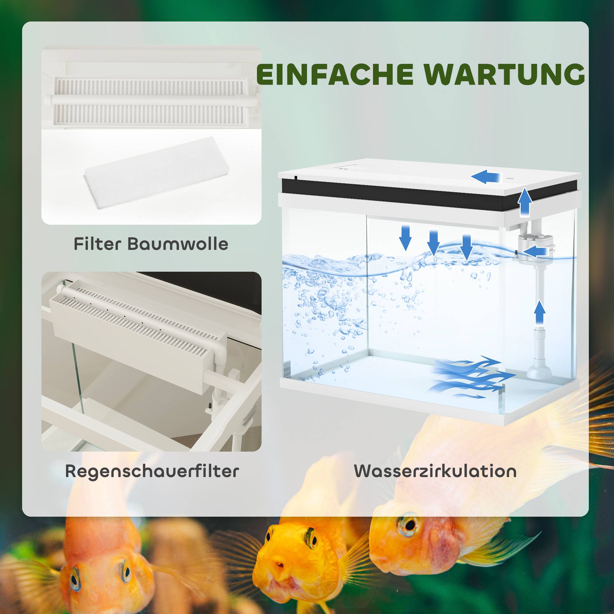 ComfortXL - Aquarium 41L en verre pour poissons avec filtre pompe et éclairage LED 48x30x41cm blanc - ComfortXL Outdoor Living - Image 4