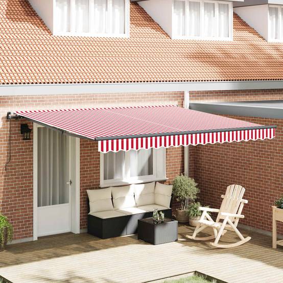 Vidaxl - Auvent rétractable Rouge et Blanc 400 × 350 cm vidaXL 3330755 - Image 1