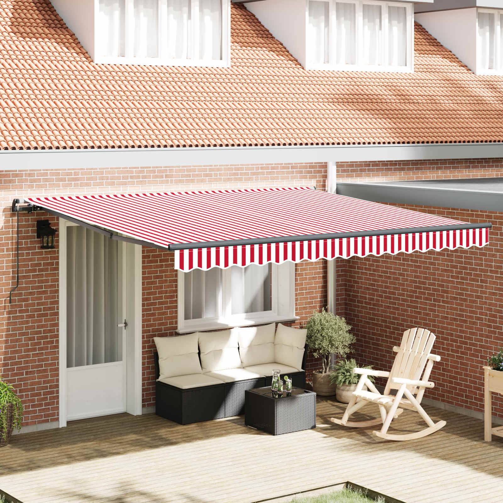 Vidaxl - Auvent rétractable Rouge et Blanc 400 × 350 cm vidaXL 3330755 - Image 1