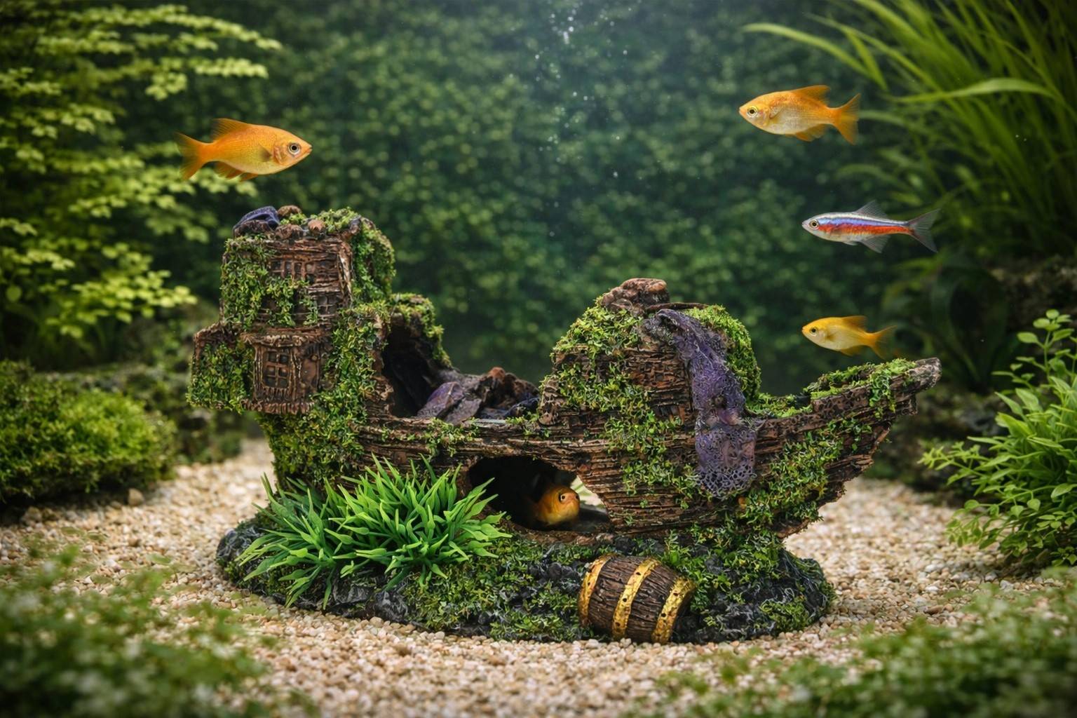 Eden - Décoration aquarium épave de bateau cachettes effet mousse 18 cm - Image 3