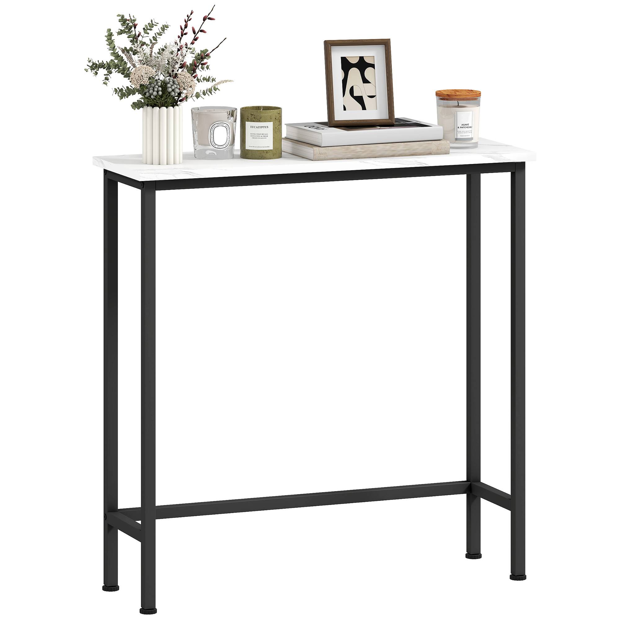 Console, table d'entrée avec pieds réglables et système anti-basculement, 75 x 24 x 76 cm, idéale pour les petits espaces, noire - Image 1