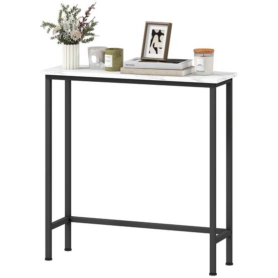 Console, table d'entrée avec pieds réglables et système anti-basculement, 75 x 24 x 76 cm, idéale pour les petits espaces, noire - Image 2