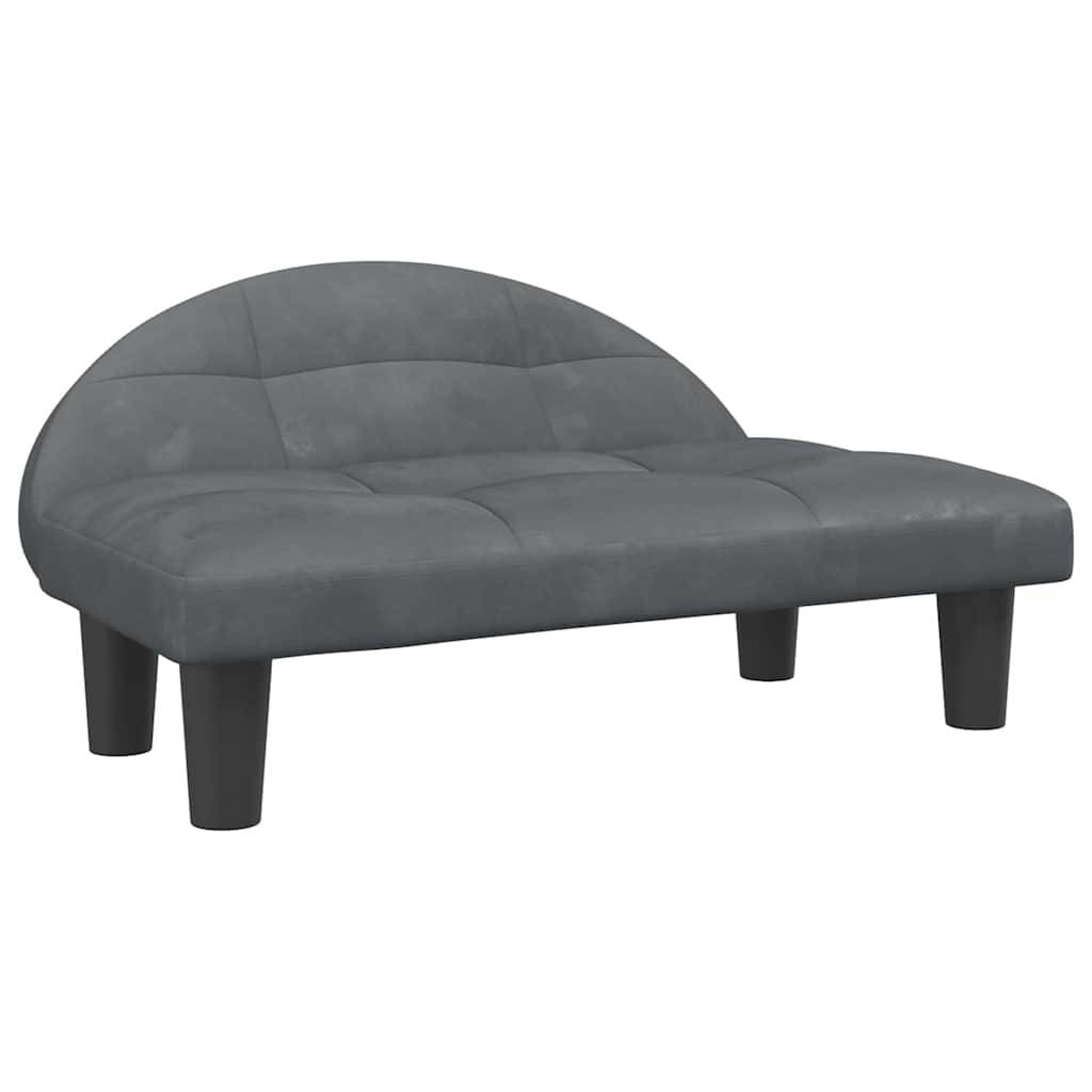 Lit pour chien velours gris foncé 70 x 52 x 30 cm - PANGIVO - Image 2