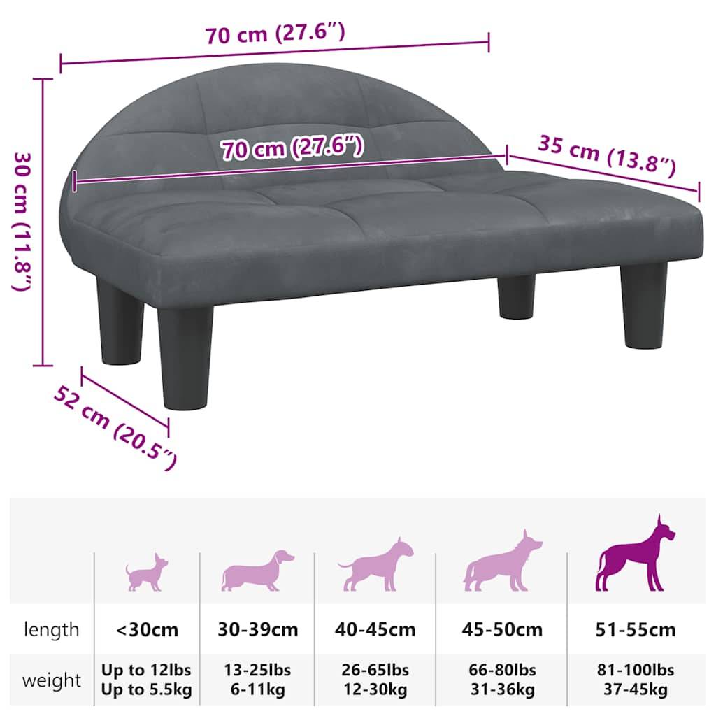 Lit pour chien velours gris foncé 70 x 52 x 30 cm - PANGIVO - Image 7