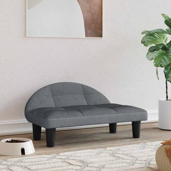Lit pour chien velours gris foncé 70 x 52 x 30 cm - PANGIVO - Image 1