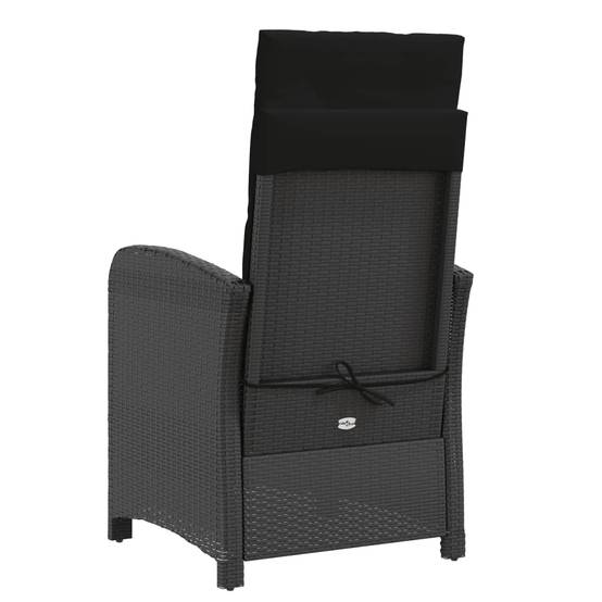 Vidaxl - Chaise inclinable de jardin avec coussins noir résine tressée vidaXL 365161 - Image 7