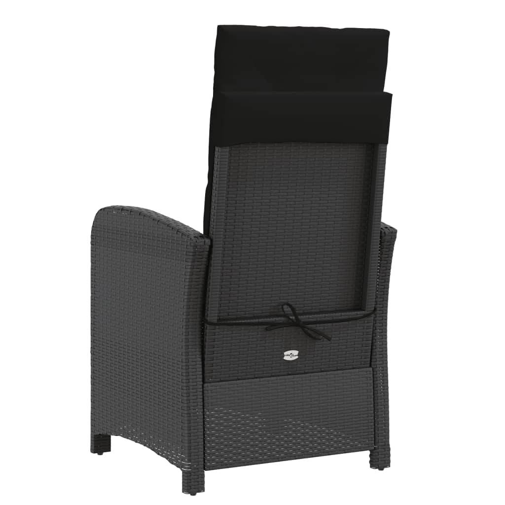 Vidaxl - Chaise inclinable de jardin avec coussins noir résine tressée vidaXL 365161 - Image 7