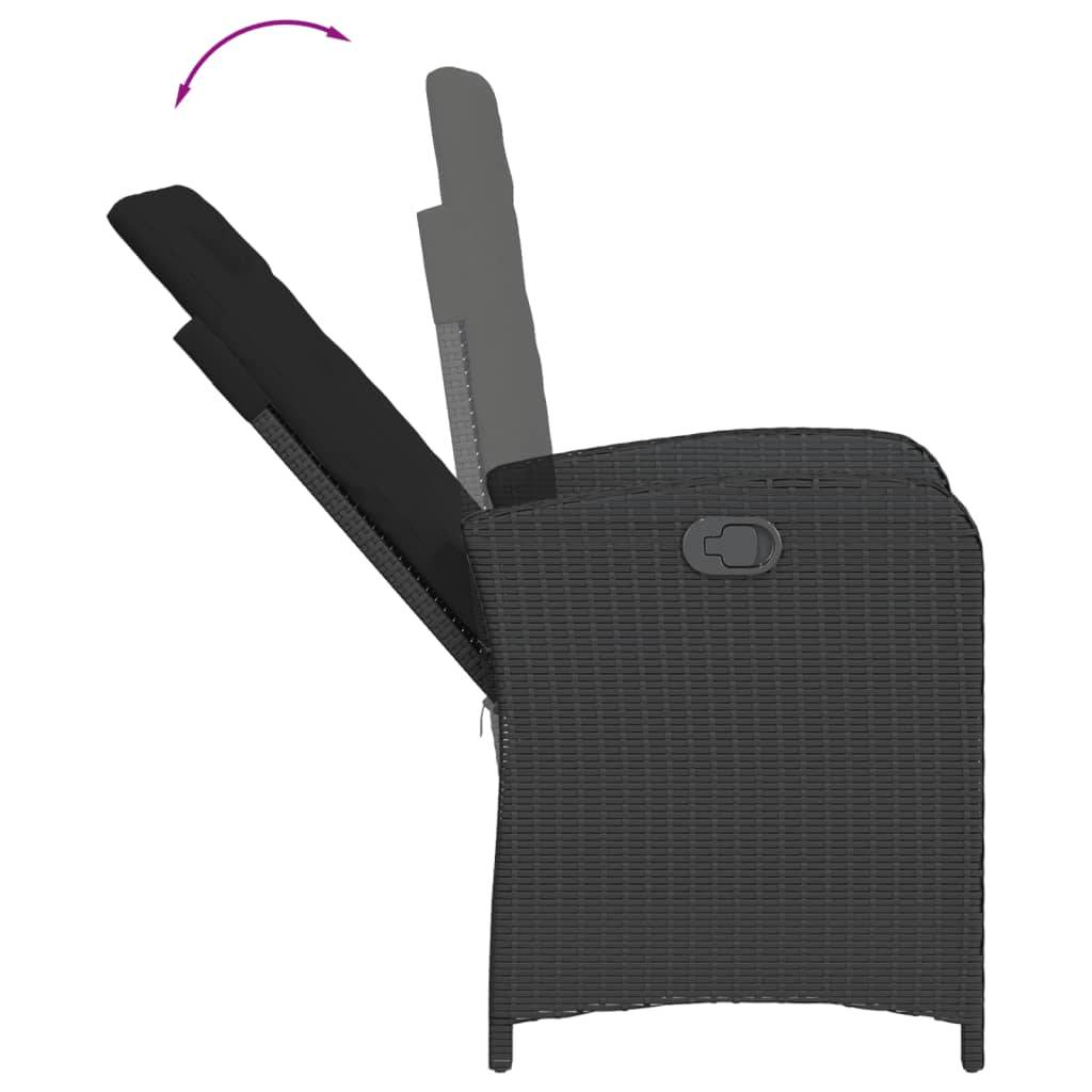Vidaxl - Chaise inclinable de jardin avec coussins noir résine tressée vidaXL 365161 - Image 8