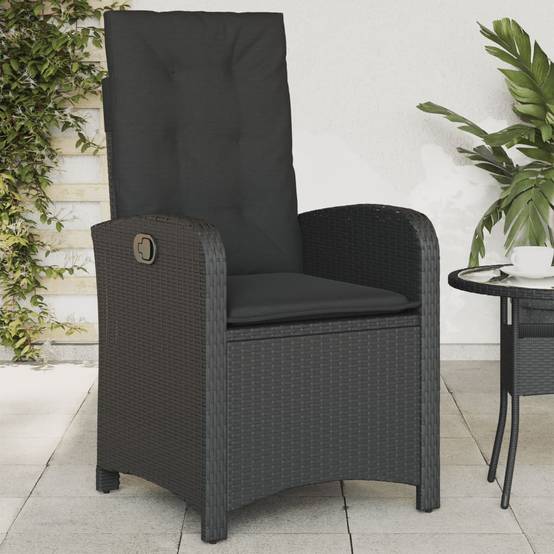 Vidaxl - Chaise inclinable de jardin avec coussins noir résine tressée vidaXL 365161 - Image 1