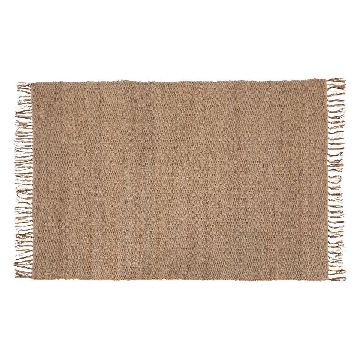 Tapis décoratif en Jute et Coton avec franges colorées  120 x 170 cm - Image 1